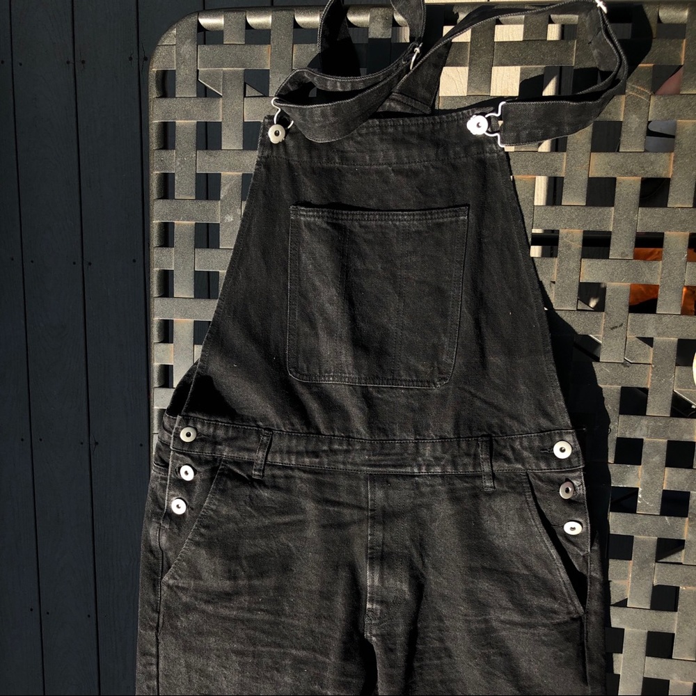 Overall-Shorts Forever 21 Men Stonewashed-Black